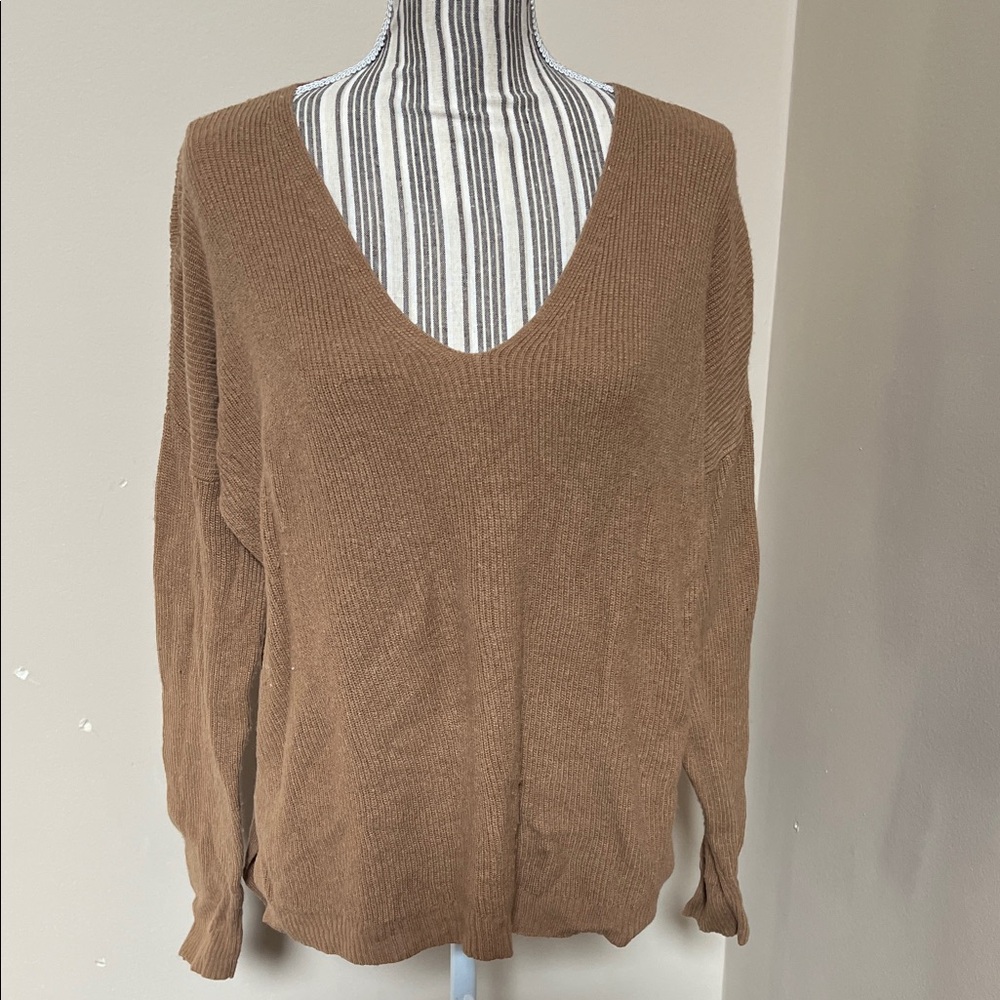 Madewell Women's V-Neck Brown Sweater
